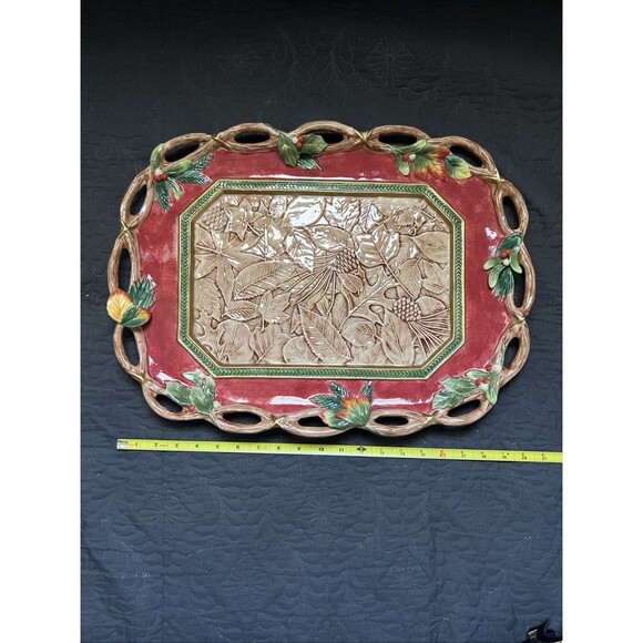 Fitz and Floyd Classic Christmas Lodge Large Serving Platter 20 1/2" x 15 1/2" - Picture 6 of 14
